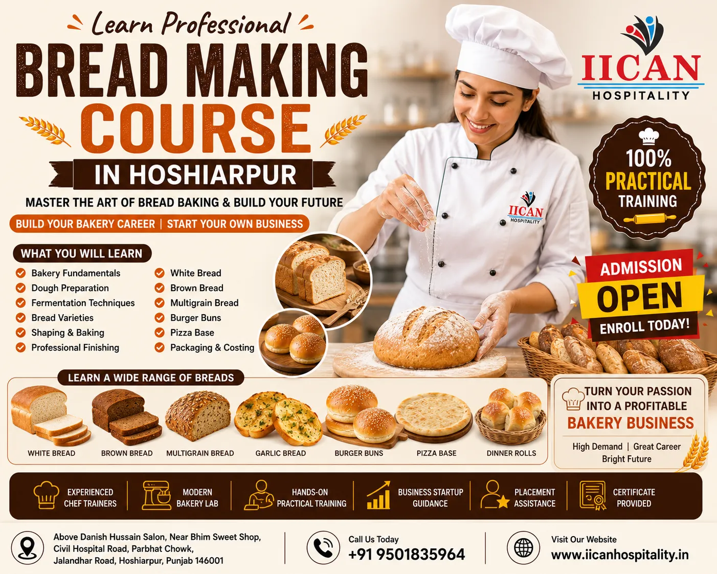 Bread Making Course in Hoshiarpur | Professional Bakery Training | IICAN Hospitality Institute