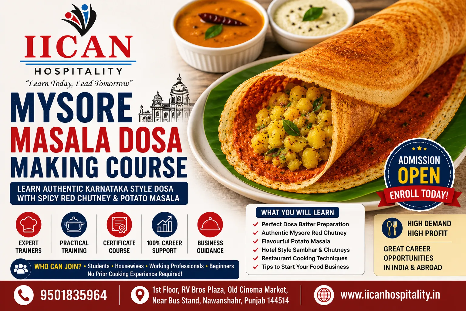 Mysore Masala Dosa Making Course in Nawanshahr